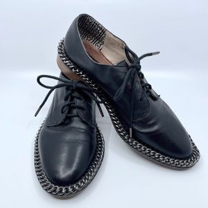 Matt Bernson Chain Link Leather Oxford, Black, Size 7.5